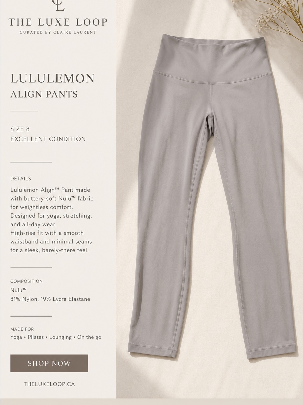 lululemon athletica Align Pants - Light Gray